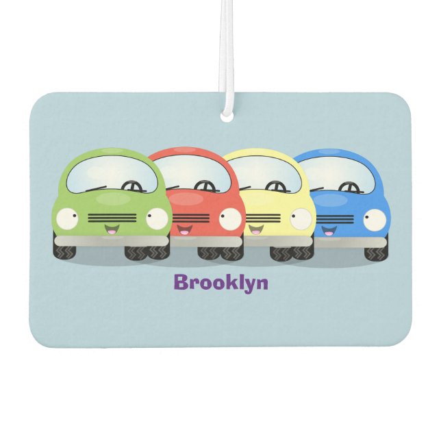 Cute kawaii cars cartoon illustration air freshener (Front)