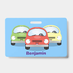 Cute kawaii cars cartoon illustration badge