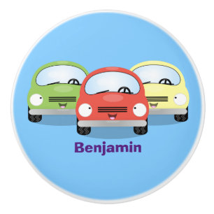 Cute kawaii cars cartoon illustration ceramic knob