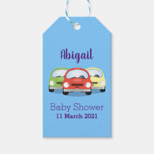 Cute kawaii cars cartoon illustration gift tags