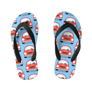 Cute kawaii cars cartoon illustration kid's flip flops