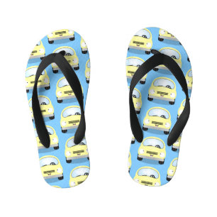 Cute kawaii cars cartoon illustration kid's flip flops