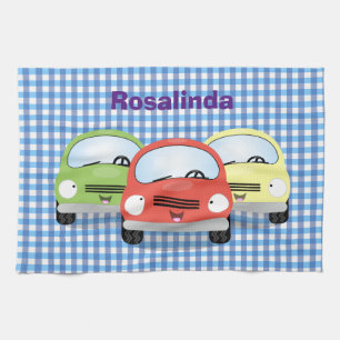 Cute kawaii cars cartoon illustration kitchen towel