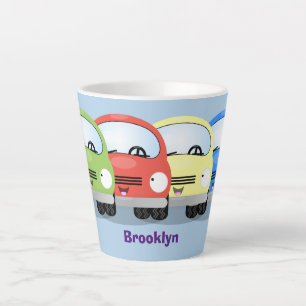 Cute kawaii cars cartoon illustration latte mug