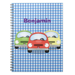 Cute kawaii cars cartoon illustration notebook