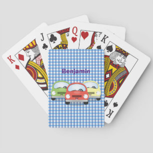 Cute kawaii cars cartoon illustration playing cards