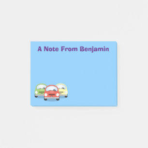 Cute kawaii cars cartoon illustration post-it notes