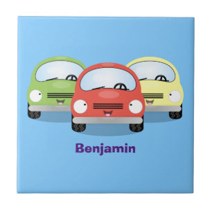 Cute kawaii cars cartoon illustration tile