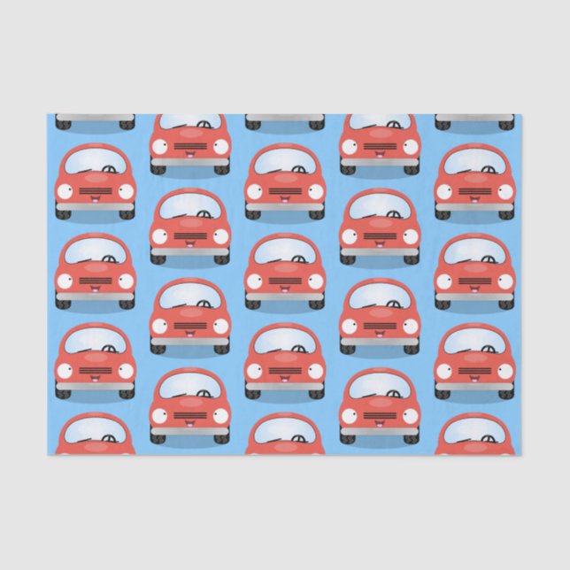 Cute kawaii cars cartoon illustration tissue paper (Front)