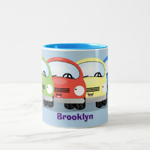Cute kawaii cars cartoon illustration Two-Tone coffee mug