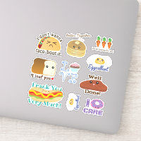 Cute Kawaii Cartoon Food Doodle Funny Puns Sayings