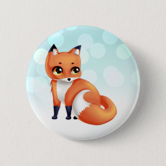 Cute Kawaii cartoon fox 2 Inch Round Button (Front)