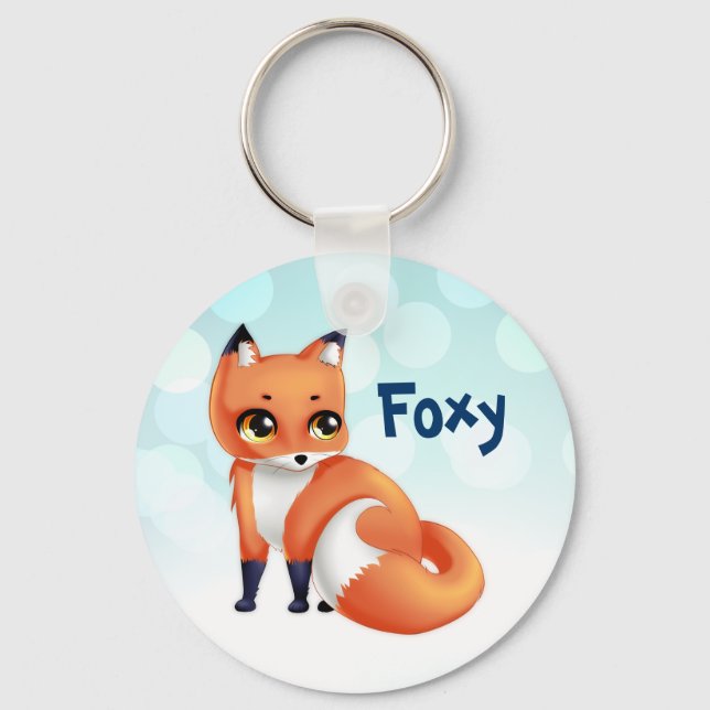 Cute Kawaii cartoon fox Keychain (Front)