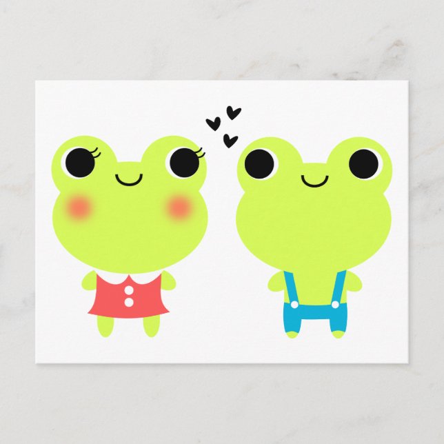 Cute Kawaii Cartoon Frog  Valentines Postcard (Front)