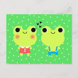 Cute Kawaii Cartoon Frog Valentines Postcard