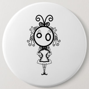 Cute Kawaii Cartoon Girl 6 Inch Round Button
