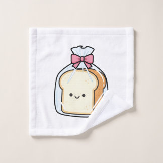Cute Kawaii Cartoon Illustration of Sliced Bread  Wash Cloth