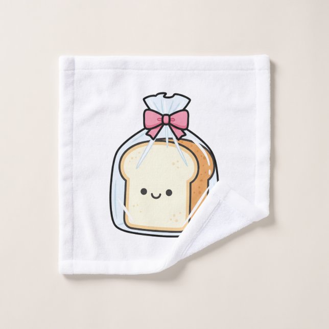 Cute Kawaii Cartoon Illustration of Sliced Bread  Wash Cloth (Wash Cloth)