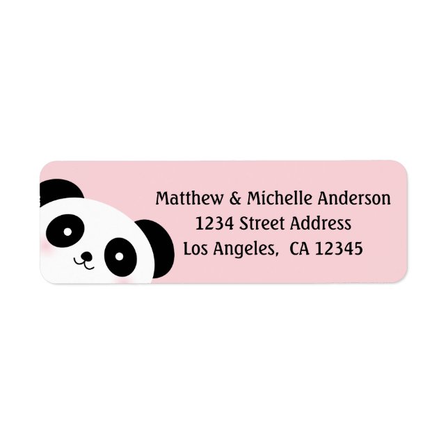 Cute Kawaii Cartoon Panda Bear Pink Address (Front)