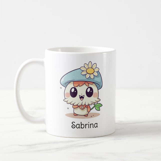 Cute Kawaii Cartoon Personalized Birthday Coffee Mug (Left)