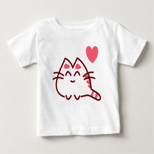 Cute Kawaii Cat and Heart Baby T-Shirt