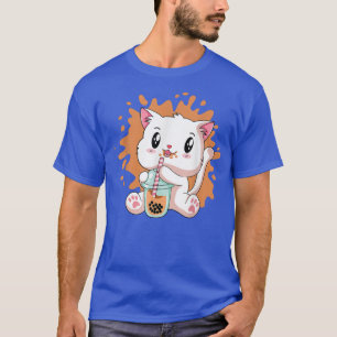 Cute Kawaii Cat Boba Bubble Milk Tea Anime Neko Ki T-Shirt