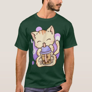 Cute Kawaii Cat Boba Bubble Milk Tea Anime Neko Ki T-Shirt
