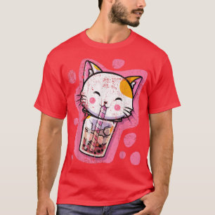 Cute Kawaii Cat Bubble Tea Japanese Anime Women or T-Shirt