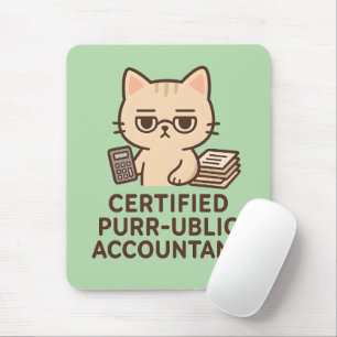 Cute Kawaii Cat Certified Public Accountant Funny Mouse Pad