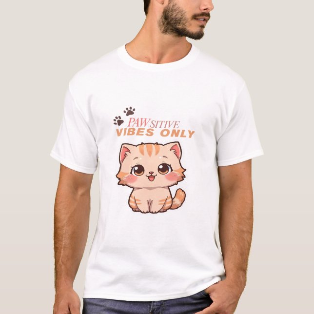 Cute Kawaii Cat Design on T-shirts (Front)