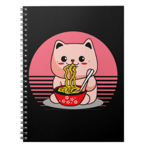 Cute Kawaii cat eating ramen Notebook