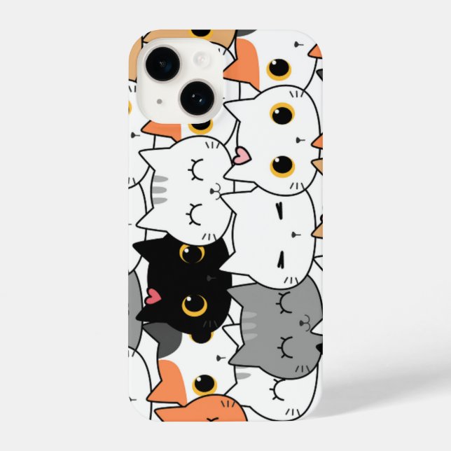 Cute Kawaii Cat Faces Pattern  iPhone Case (Back)
