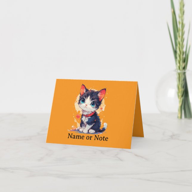 Cute Kawaii Cat for Cat Lovers folded Invitation (Front)