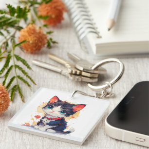 Cute Kawaii Cat for Cat Lovers Keychain