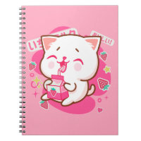 Cute Kawaii Cat Japanese Strawberry Milk