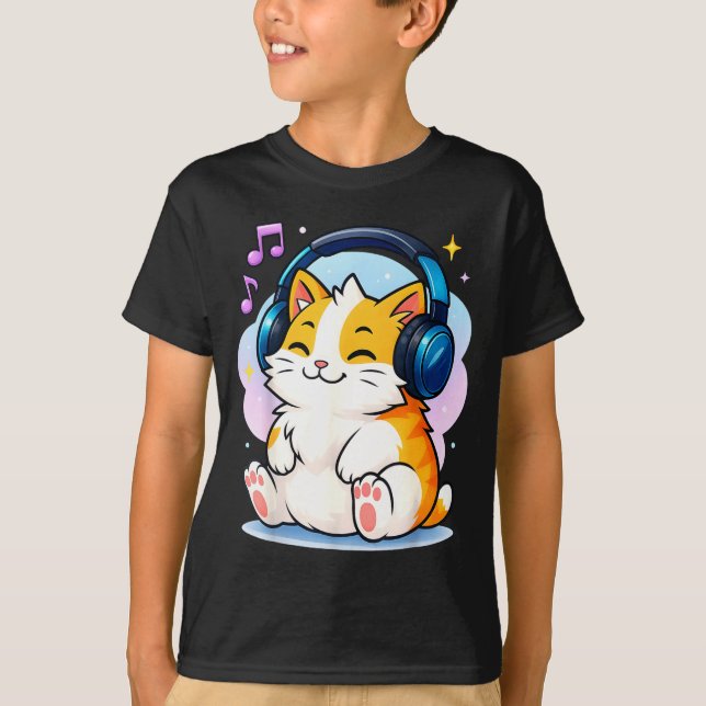 Cute Kawaii Cat Neko Funny Music Kitten Lover K-p  T-Shirt (Front)