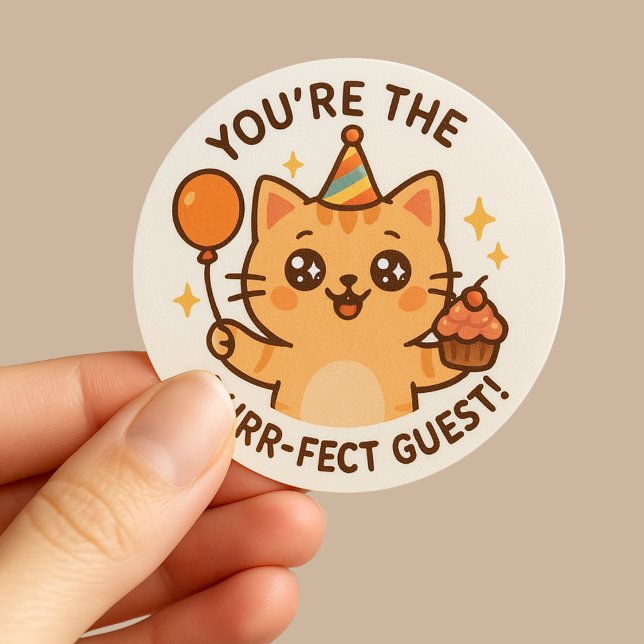 Cute kawaii Cat Party Thank You round stickers (Creator Uploaded)