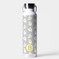 Cute Kawaii Cat Pattern Grey Yellow Monogram