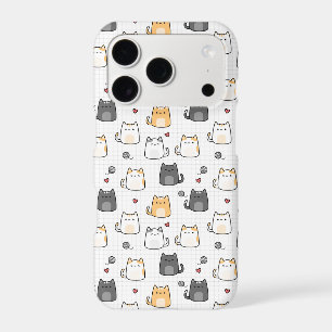 Cute Kawaii Cat Pattern Phone Case  Minimalist Cat