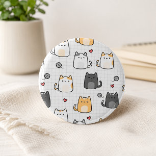 Cute Kawaii Cat Pattern Pinback Button