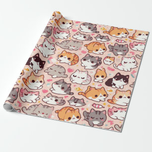 Cute Kawaii Cat Patterns Wrapping Paper