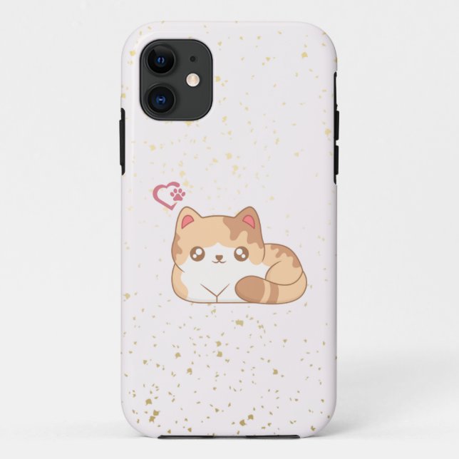 Cute kawaii cat phone case 11 iphone (Back)