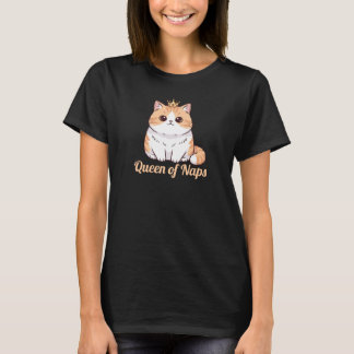 Cute Kawaii Cat Queen of Naps Chubby Crown Cat T-Shirt