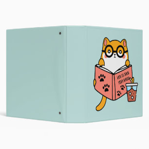 Cute Kawaii cat reading a book Binder