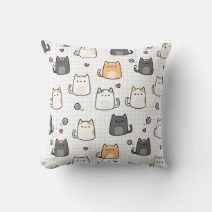 Cute Kawaii Cat Throw Pillow