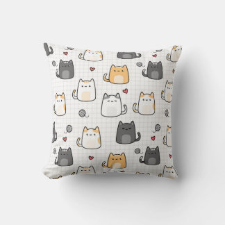 Cute Kawaii Cat Throw Pillow