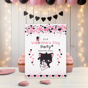 Cute Kawaii Cat Valentine's Day Personalized Kids Invitation