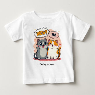 Cute Kawaii Cats Custom Name Baby Fine Jersey T-Sh T-Shirt