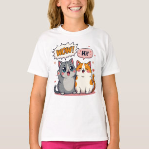 Cute Kawaii Cats Custom Name Kids Basic T-Shirt