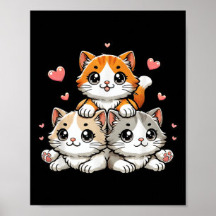 Cute Kawaii Cats Neko Funny Kitten Cat Lover Gift  Poster